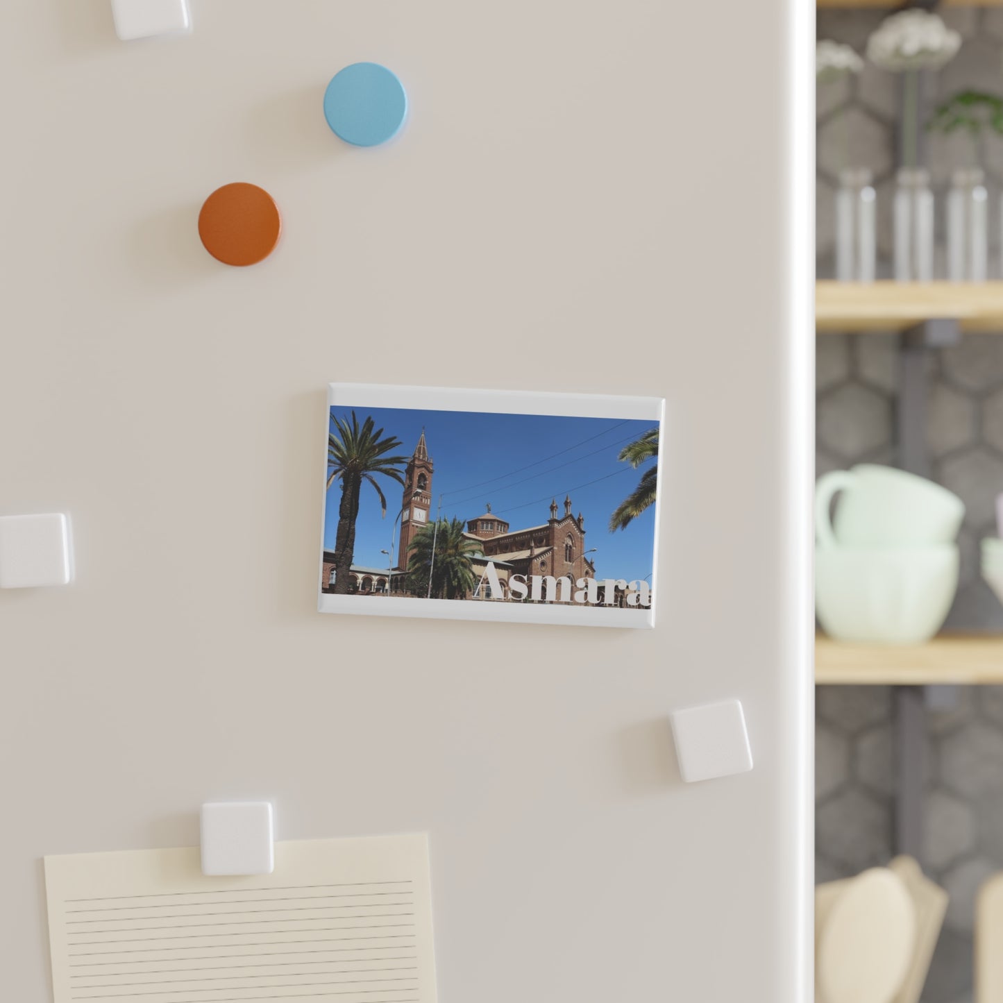 Asmara Cathedral Button Magnet, Rectangle (1 & 10 pcs)